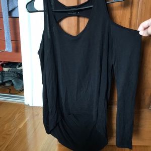 Open shoulder open back shirt